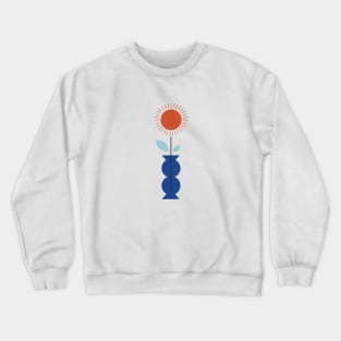 Sun vase flower flowers summer happiness happy positive vibes sunny sunshine orange blue Crewneck Sweatshirt